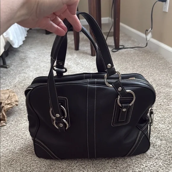 Coach Black Leather soho satchel large - Picture 1 of 7